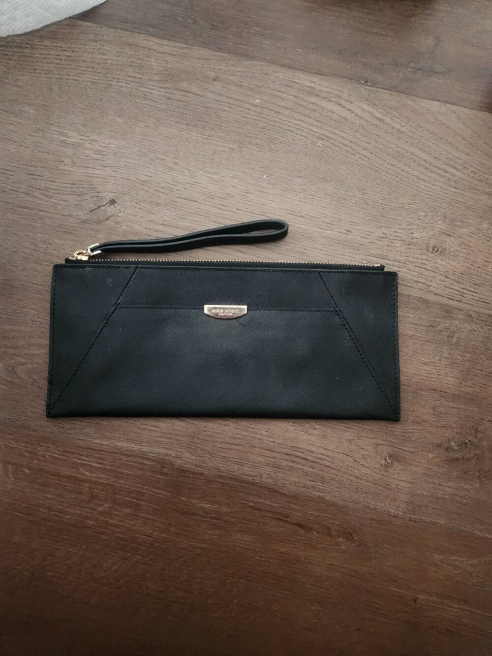 Black Safiano Leather Wristlet